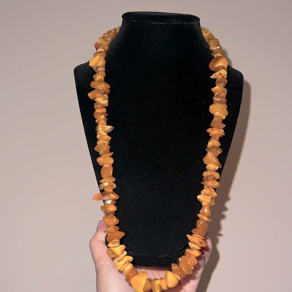 Vintage Baltic Amber Necklace Old Natural Yellow Egg Yolk Beads 58 g